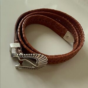 Isabel Marant Tan Leather Belt with Silver Accent